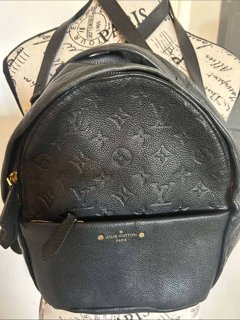 Louis Vuitton Black Monogram Empreinte Mini Backpack with Gold Hardware